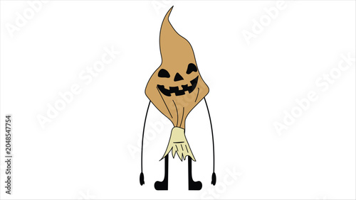 Halloween Scarecrow Sack Head Straw Doll Cartoon Character Mascot Clipart