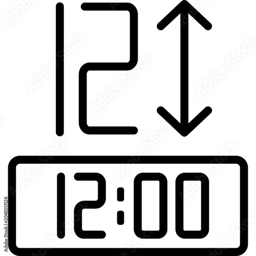 Large Numbers Alarm Clock with Big Easy Read Digits Line Icon