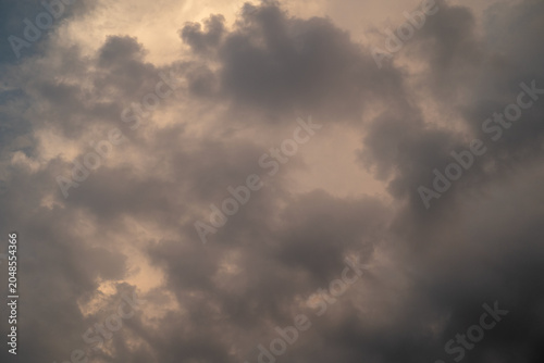 Dramatic clouds creating a moody sky at dusk.