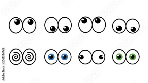 Photos Set of cartoon eye pairs with different pupil expressions