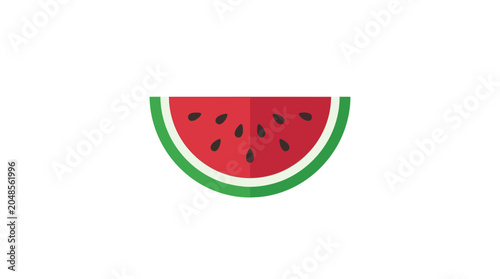 Minimalist geometric half watermelon icon with seeds and rind