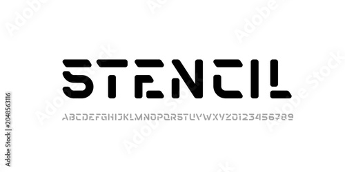 Abstract futuristic alphabet font, typography technology for logo or brand name, rounded letters and numerals, vector illustration 10EPS