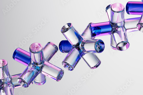 3D chrome neon glass over white interface