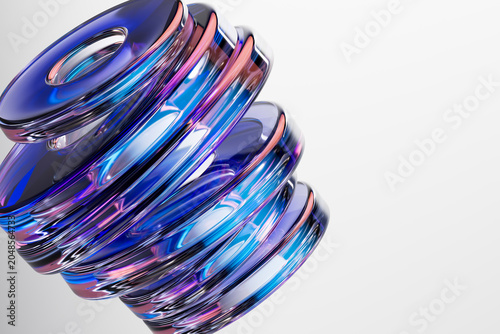 3D chrome neon glass over white interface