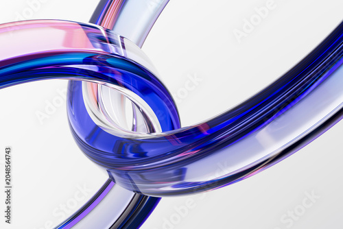 3D chrome neon glass over white interface