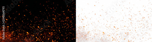 Photography Abstract fire explosion png vector with blazing flames, glowing ember sparks, hot energy light, dark background isolation and dramatic inferno effect composition