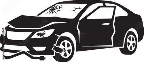 Destroying Car vector icon on transparent background, Destroying Car icon. Black icon silhouette vector