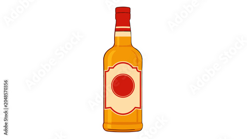 Fotografia Amber liquor bottle with blank label vector illustration
