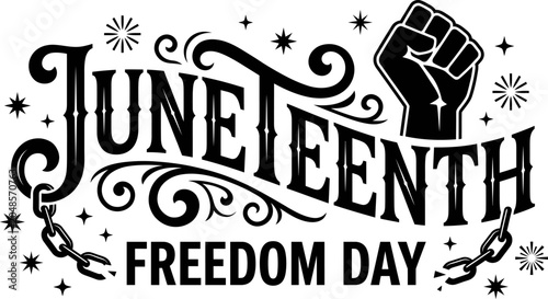 Tableau sur toile Juneteenth freedom day calligraphic typography design