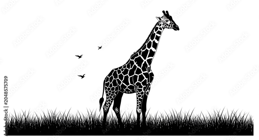 Photography giraffe in the grass