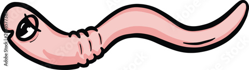 Cute cartoon worm pink vector illustration 