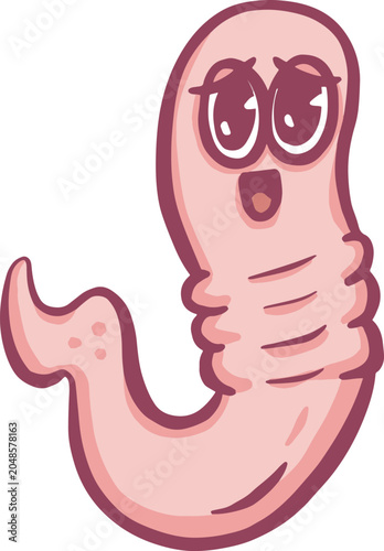 Cute cartoon worm pink vector illustration 
