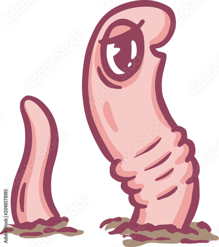 Cute cartoon worm pink vector illustration 
