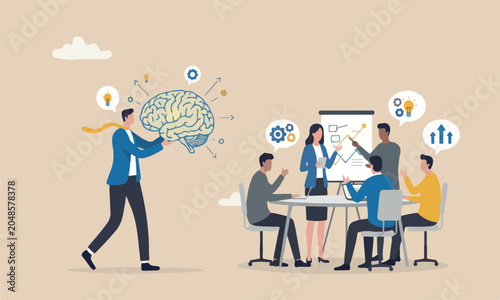 Foto competence teams together intelligence improve capability concept, human brain w