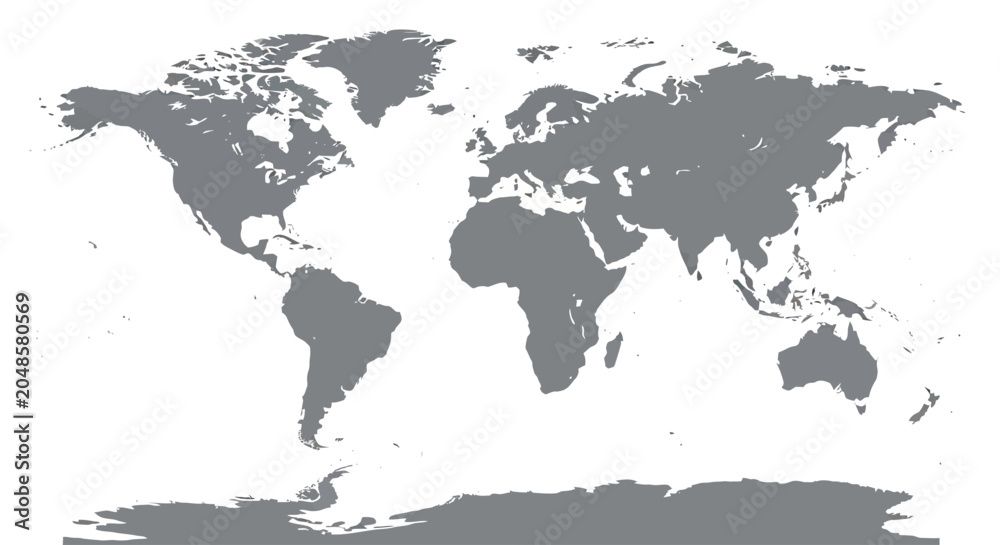 Fototapeta premium Gray world map on white background, geography concept, global map illustration