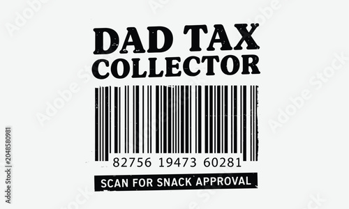 Tablou pe pânză Handheld barcode scanner checking snack approval document with dad tax collector