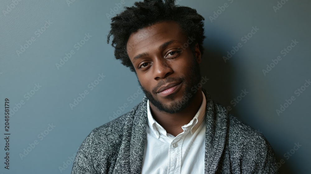 Obraz premium Gen Z Team Lead Young Black Man Front Desk Steady