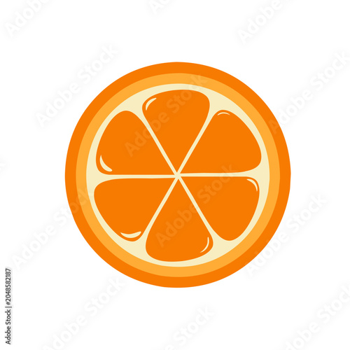 Fresh Orange Slice Citrus Fruit Flat Vector Illustration Isolated on White Background