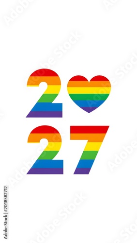 Colorful Rainbow 2027 Design with Heart Symbol for Pride Celebration