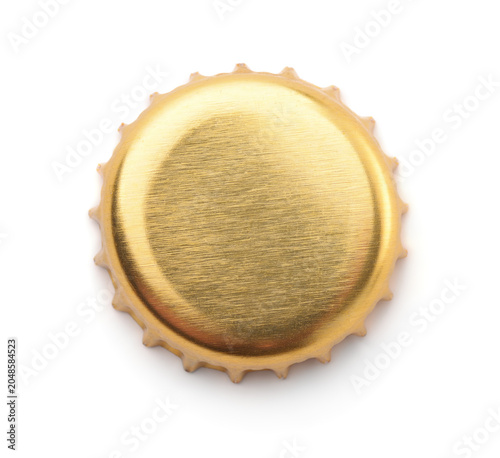 Top view of golden blank bottle crown cap