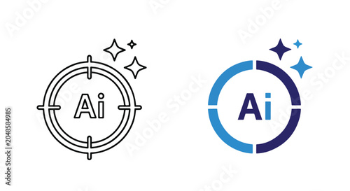Artificial intelligence target icon set: Solid vector icons - Clipart, sticker - icon set - Editable modern style icon