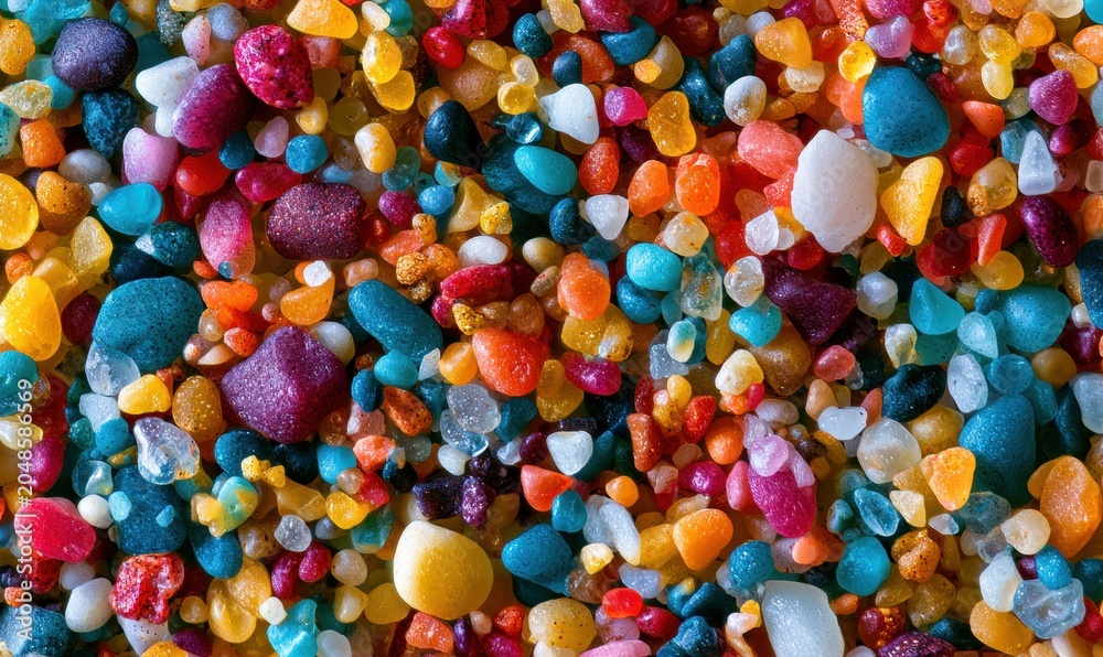 Fototapeta premium Vibrant candy mix: assorted colors, glossy finish, round shapes
