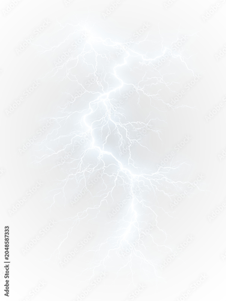 Naklejka premium Powerful lightning bolt with electric storm glow and dramatic thunder sky abstract wallpaper design illustration