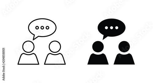 Two people talking speech bubble icon set: Solid vector icons - Clipart, sticker - icon set - Editable modern style icon