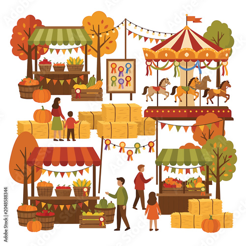Autumn Harvest Festival Food Stalls.