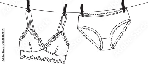 Lingerie, women's underwear, bra and panties, laundry, intimate apparel