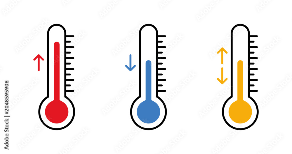 Εκτύπωση καμβά Temperature measurement showing rising falling and fluctuating levels