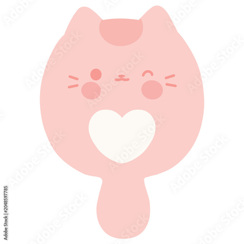 Winking pink cat hand fan shape graphic element transparent background