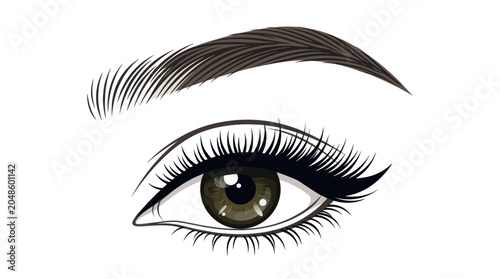 Tableau sur toile Close up of a perfectly shaped woman's eye with long lashes and defined eyebrow