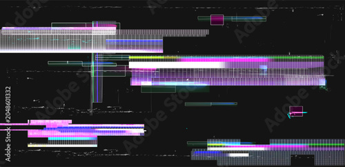 Foto Abstract vector background featuring cyberpunk glitch effect with digital data grid interference on black backdrop for modern tech dynamic design cyberpunk or synthw