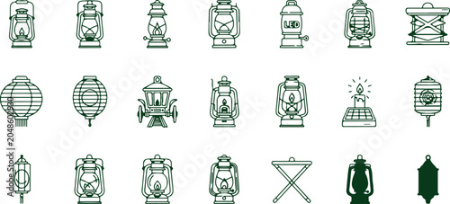 Tableau sur toile Assortment of lanterns and lighting fixtures from vintage to modern LED designs