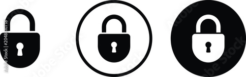Cuadro en lienzo Set of simple black and white padlock icons for security and privacy protection