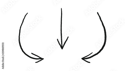 Hand-Drawn Grunge Brush Arrows Pointing, Doodle Style Attention Sign or Zoom Effect Frame.