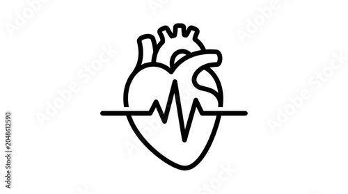 Obraz na płótnie Heartbeat EKG Line Icon Vector Illustration