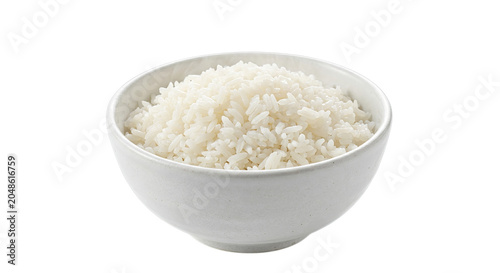 Φωτογραφία Steaming white rice served in a simple ceramic bowl, a staple food