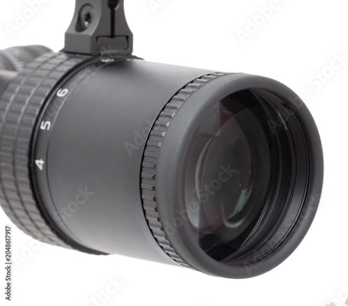 Fotografie Close up of the eyepiece and adjustabl diopter on a rifle scope