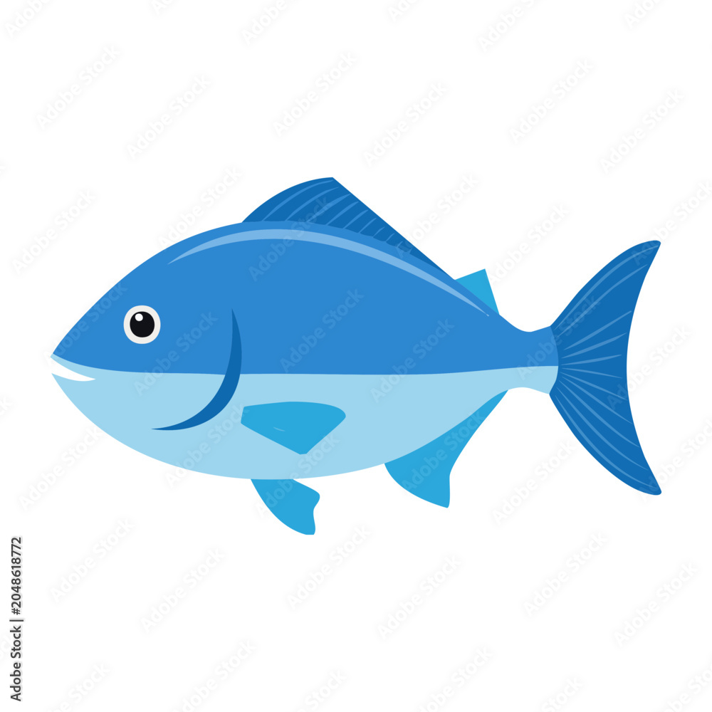 Obraz premium Flat design illustration of a blue fish