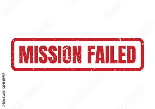 Schilderij op canvas A weathered red ink rubber stamp effect displaying the bold text Mission Failed