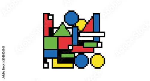 Geometric Abstract Composition of Colorful Shapes and Forms.