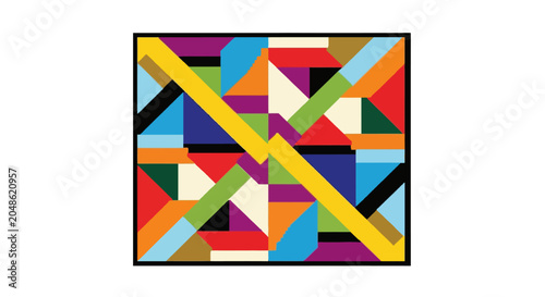 Geometric Abstract Pattern with Vibrant Colors and Shapes.