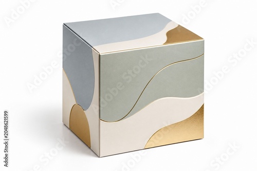 A Calm Interplay of Soft Blue Sage and Warm Metallic Accents Flowing Seamlessly Across a Sculpted Form Creating a Refined and Harmonious Expression of Contemporary Visual Balance