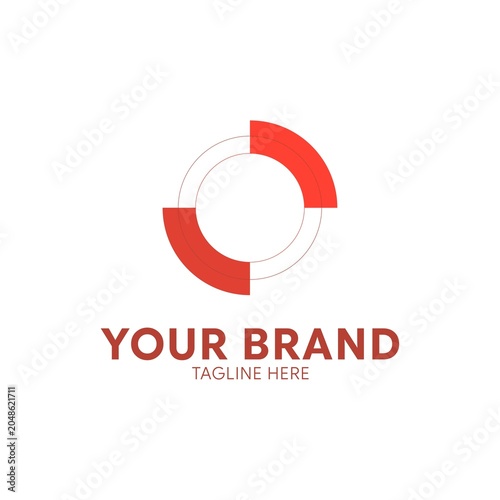 bstract red circular line logo design representing letter O shape