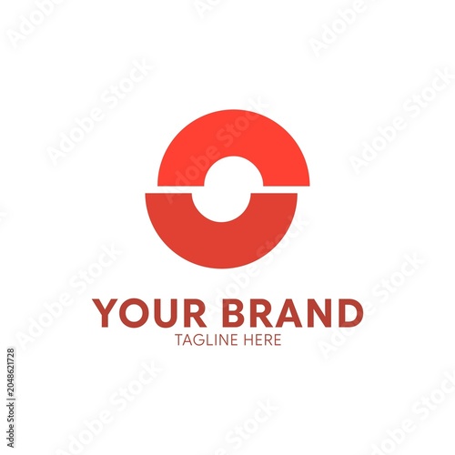 Red letter O logo design divided into two horizontal halves