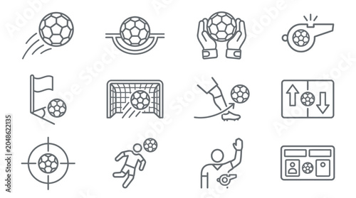 Valokuva Minimalist soccer gameplay and match event icons.