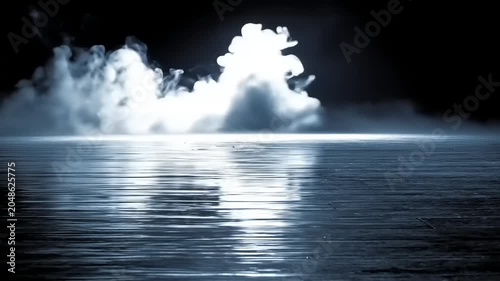 Dramatic waterscape featuring clouds and reflections dark and atmospheric scene