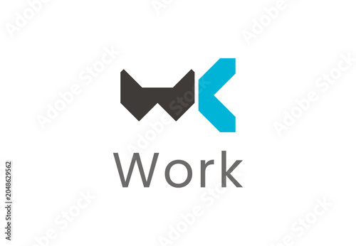 Work Tech Logo Template - Geometric Letter W Minimalist Arrow Icon for Productivity Ap
